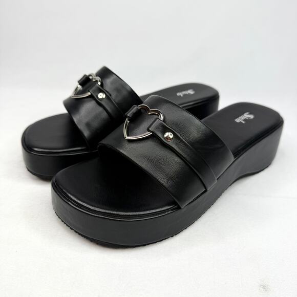 New Shein Black Heart Platform Slides 7 - Picture 2 of 9